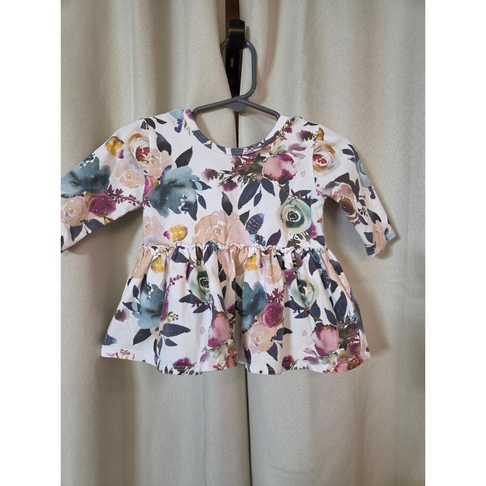 Made by Molly Boutique Floral Peplum Top Long Sleeve Handmade Girls 12-18 Months
